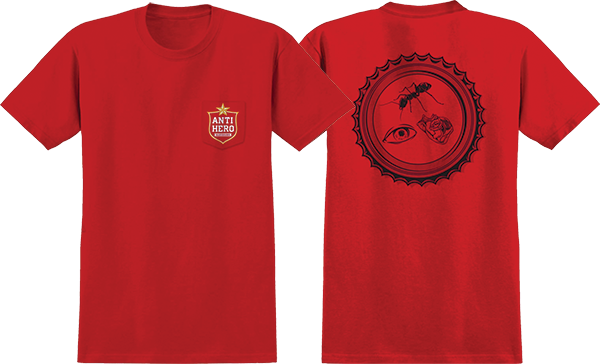 ANTI HERO BOTTLE CAP POCKET SS TSHIRT SMALL RED