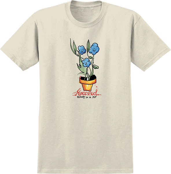 KROOKED BLUE FLOWERS SS TSHIRT SMALL NATURAL