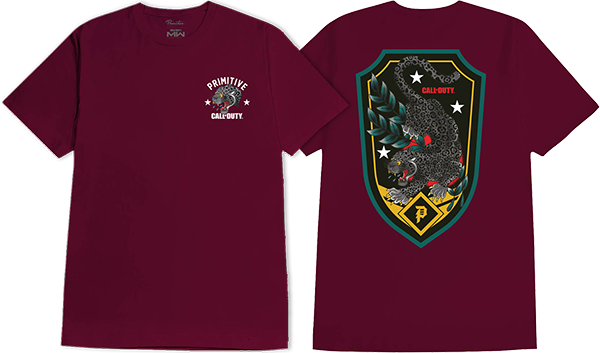 PRIMITIVE BLACK JAGUAR SS TSHIRT MEDIUM BURGUNDY