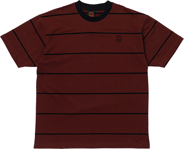 SPITFIRE BIGHEAD EMB STRIPE SS TSHIRT M-BURGUNDY/BLK