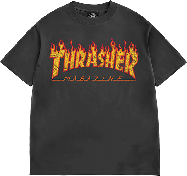 THRASHER FLAME VINTAGE SS TSHIRT MEDIUM BLACK