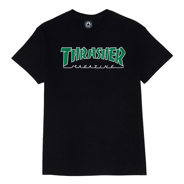 THRASHER OUTLINED SS TSHIRT LARGE BLK/WHT/GRN