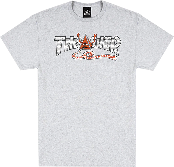 THRASHER TOY MACHINE PYRAMID SS TSHIRT SMALL-ASH GREY