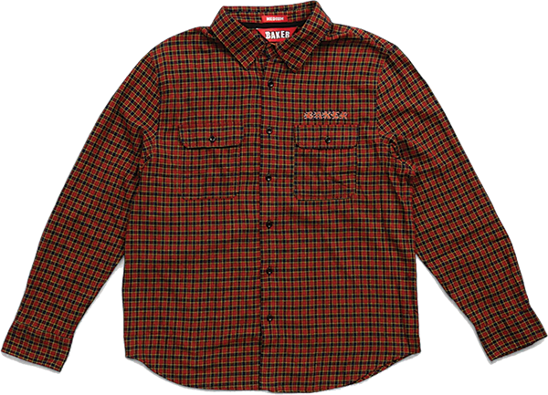 BAKER FLAMES LONGSLEEVE FLANNEL MEDIUM-RED