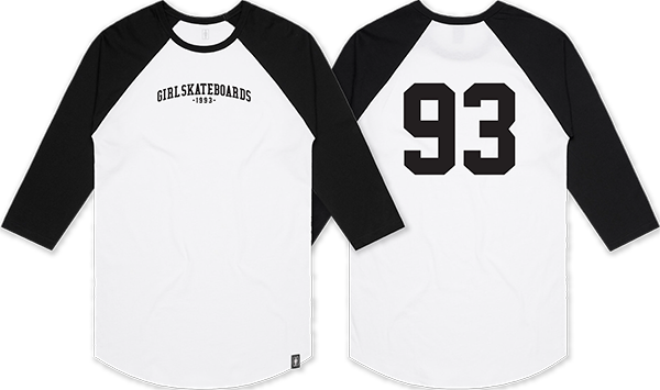 GIRL TEAM RAGLAN 3 4 SLV LARGE-WHITE BLK
