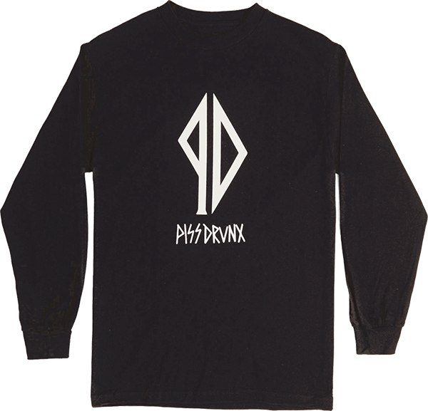 PISS DRUNX MAKE IT A DOUBLE LONGSLEEVE MEDIUM BLK WHT