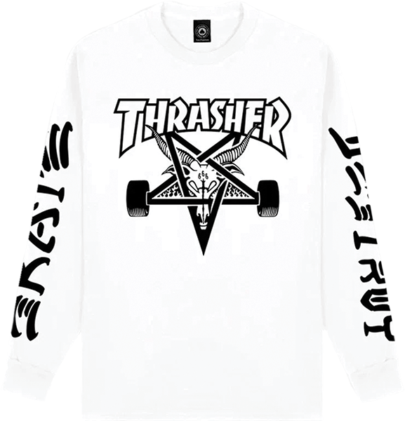 THRASHER GOAT DESTROY LONGSLEEVE XL-WHITE/BLK