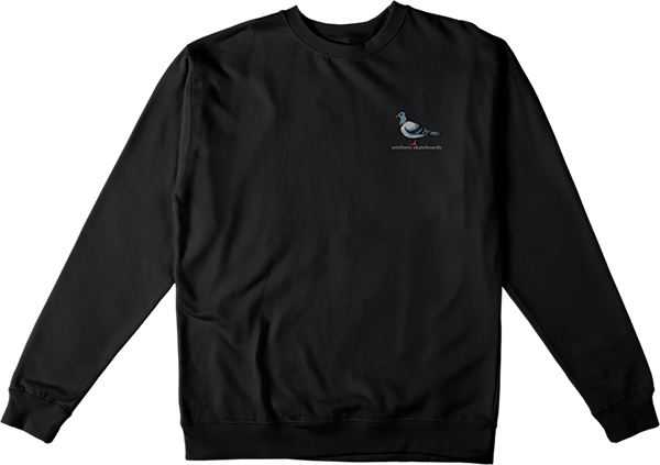 ANTI HERO LIL PIGEON EMROIDERED CREWNECK SWEATSHIRT SMALL BLACK