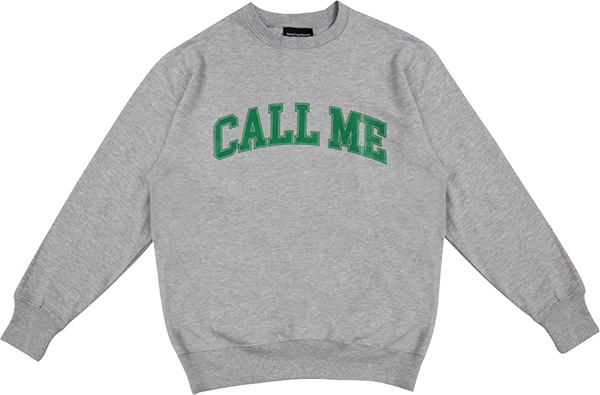 CALL ME 917 CALL ME LOGO CREW SWT XLARGE HEATHER GREY