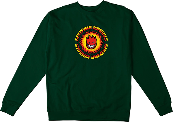 SPITFIRE OG FIREBALL CREWNECK SWEATSHIRT SMALL DK.GRN
