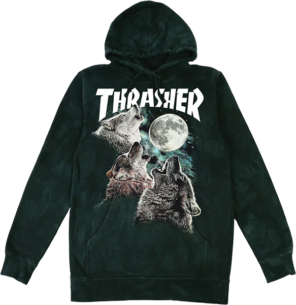 THRASHER WOLVES HOODIE SWEATSHIRT XLARGE BLACK