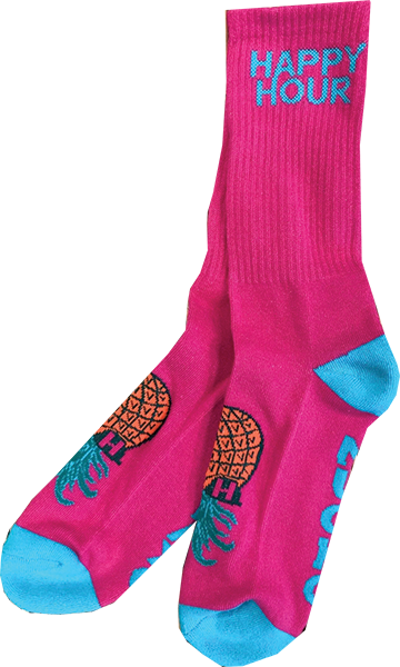 HAPPY HOUR MUSHROOM CREW SOCKS HOT PINK/TEAL