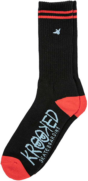 KROOKED OG BIRD EMB CREW SOCK BLK/RED/BLU