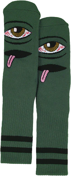 TOY MACHINE BLOODSHOT EYE CREW SOCKS FOREST GREEN 1pr