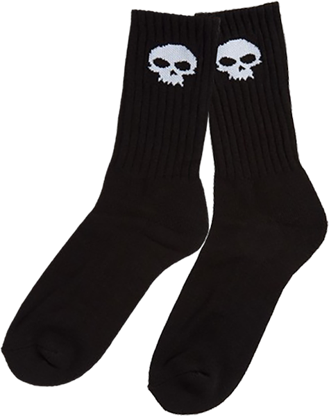 ZERO SKULL CREW SOCKS BLK WHT single pair