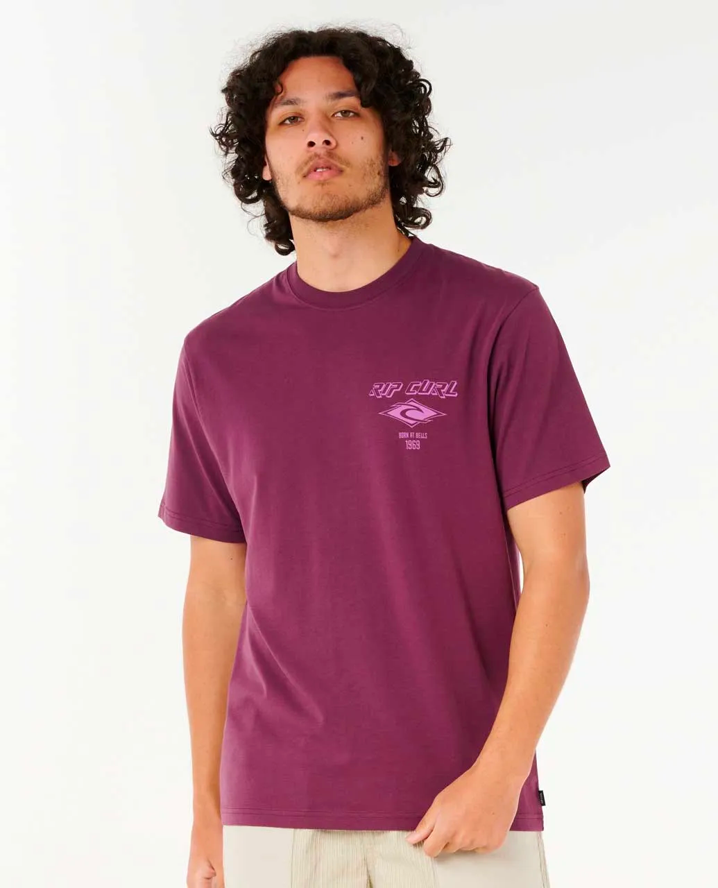 Rip Curl Fade Out Icon SS Tshirt Mens Deep Plum M