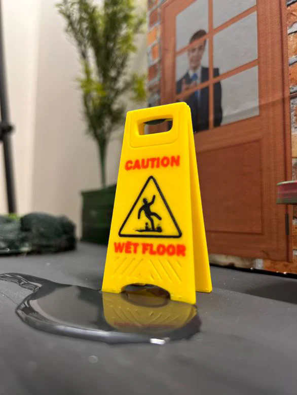 ZEGHEADS Slippery Wet Sign Fingerboard Obstacle Yellow 3 inch
