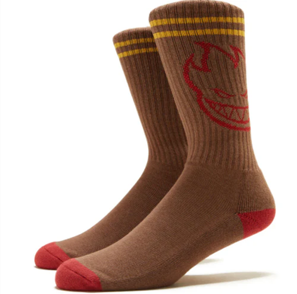 Spitfire Bighead Crew Sock Brown Red Gold One Size