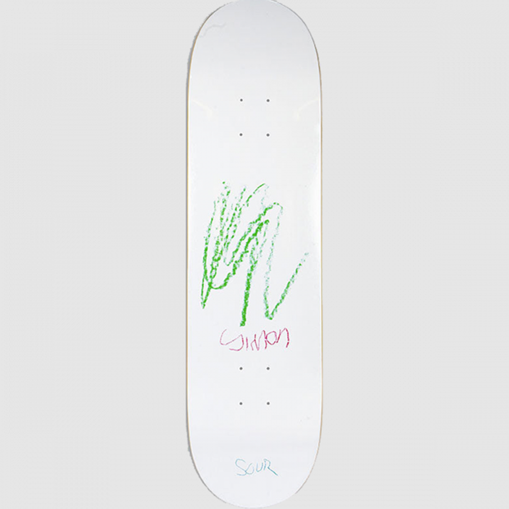 Sour Isaksson Art Skateboard Deck White Green 8.25 wb 14.2