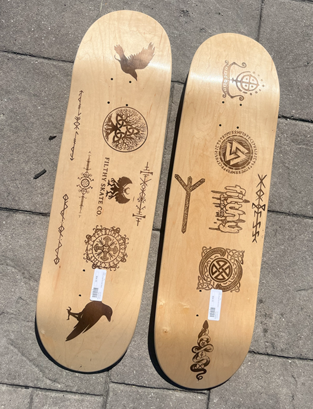 Filthy Wood Burned Skateboard Deck Natural Brow 9.0 wb14.5