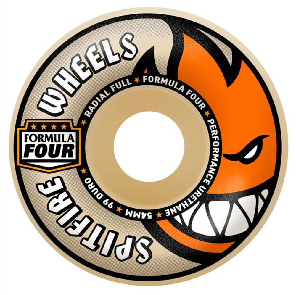 Spitfire F4 Radial Full Wheels Set Natural Orange 56/99