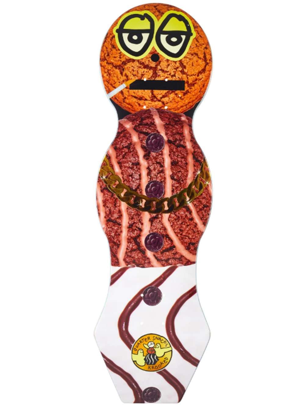 Krooked Snackman Shaped Cruiser Skateboard Deck Brown 9x31.4