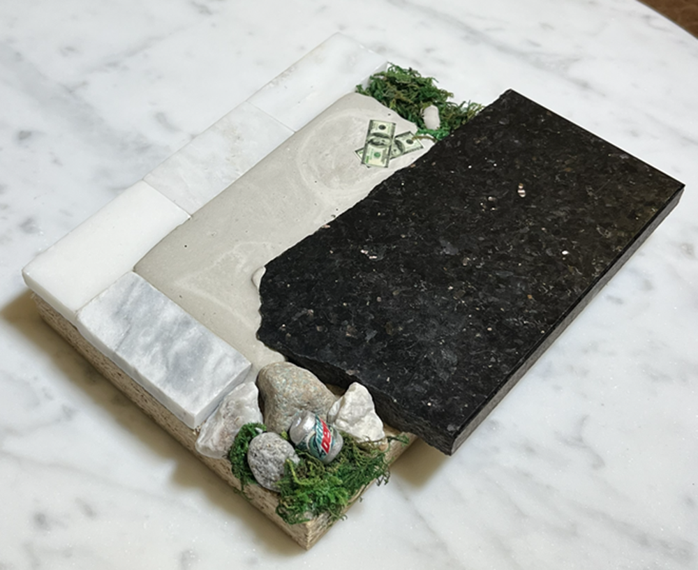 223 Fingerboard Spot Park Marble Rock Pile Black White 6x5