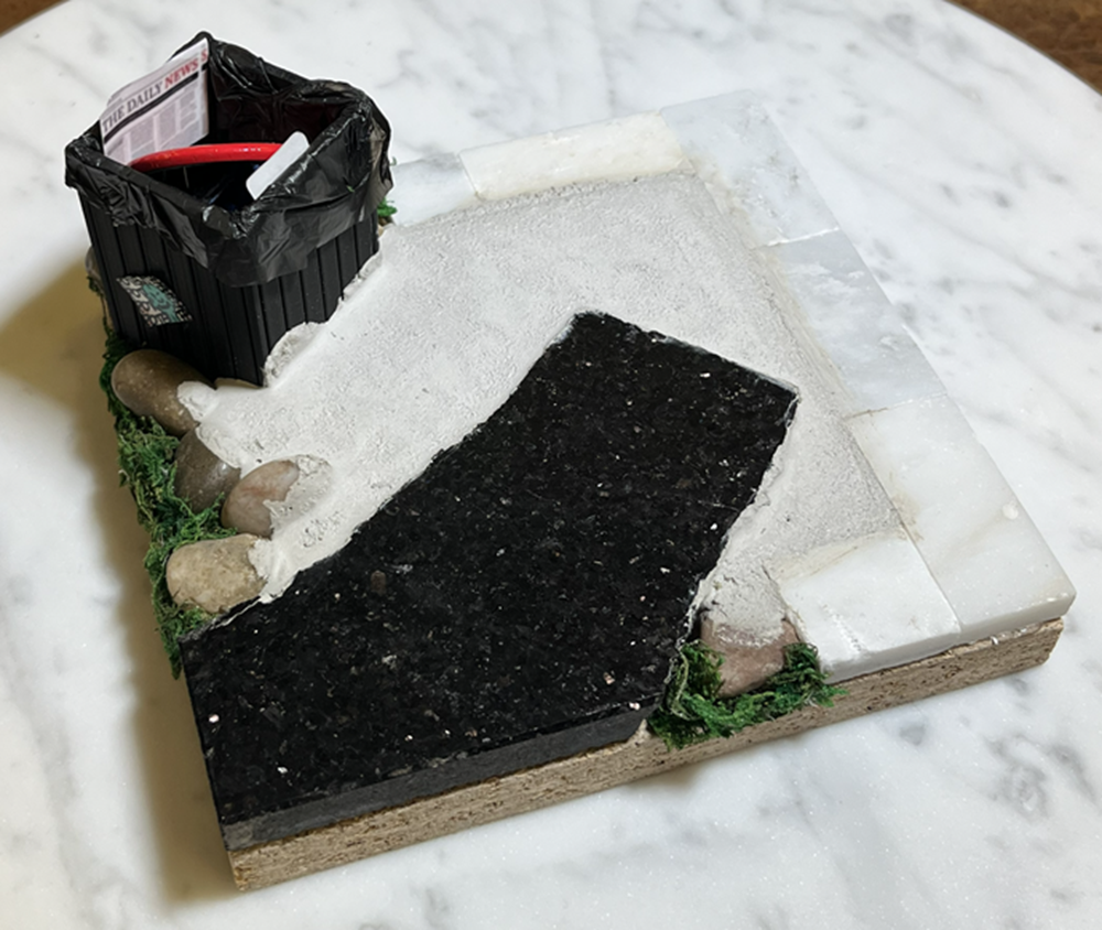 223 Fingerboard Spot Park Marble Trash Can White Black 6x6
