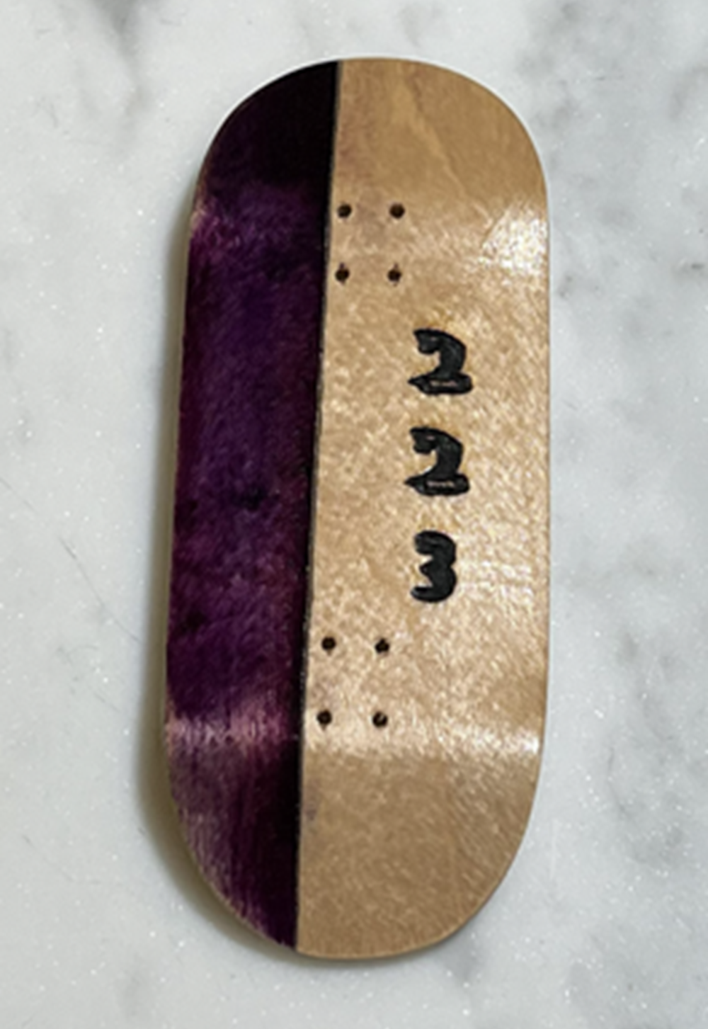 223 Vertical Logo Split Ply Fingerboard Deck Tan Purple 38x99 OG Med