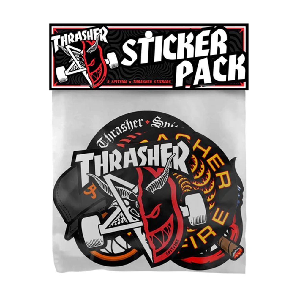 Spitfire Thrasher Sticker Pack Black White 5pack