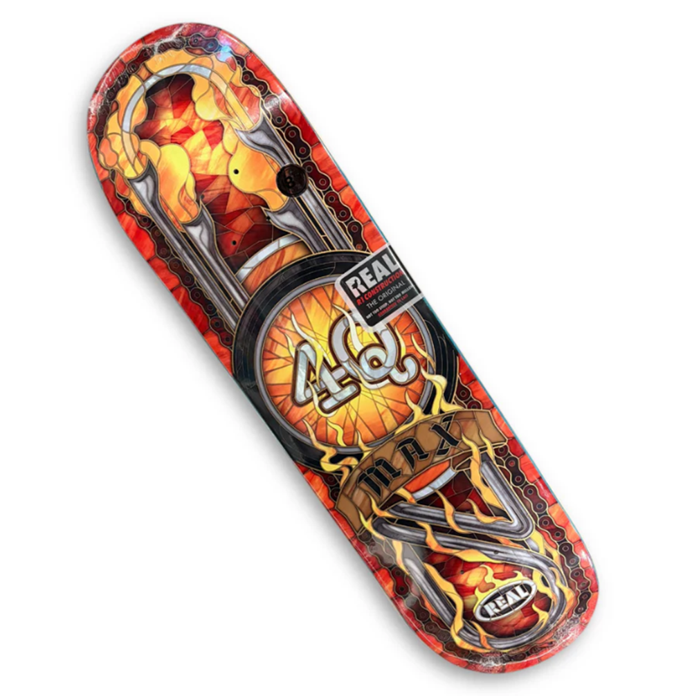 Real Max 4Q Cathedral Skateboard Deck Orange 8.5 wb14.25