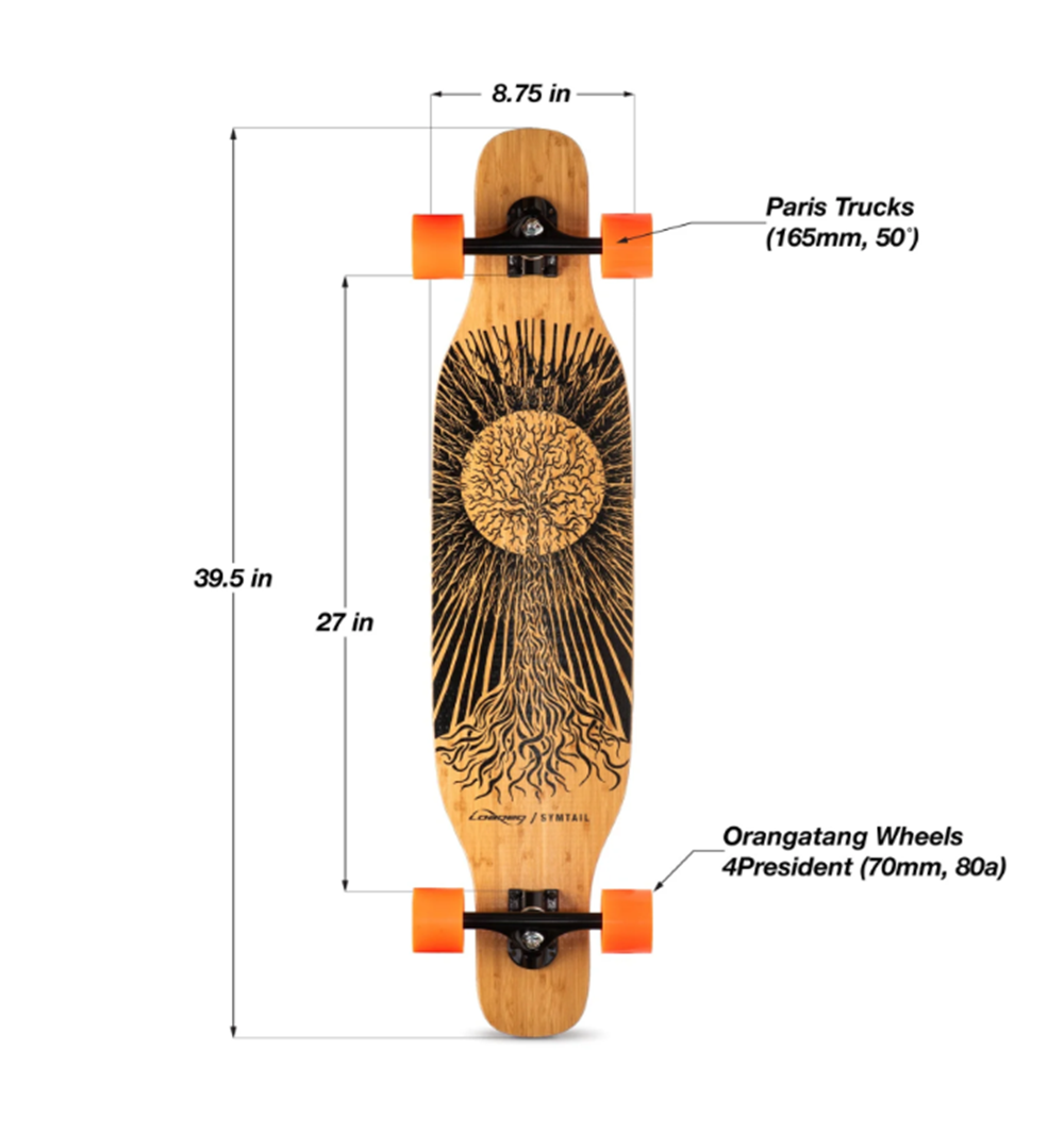 Loaded Symtail Flex 1 Skateboard Complete Natural Black 8.75x39.5"