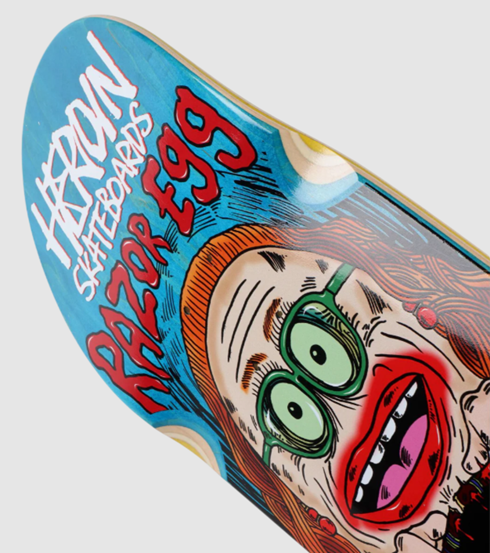Heroin Auntie Razor Egg Skateboard Deck Green Stain 9.75x14.25WB