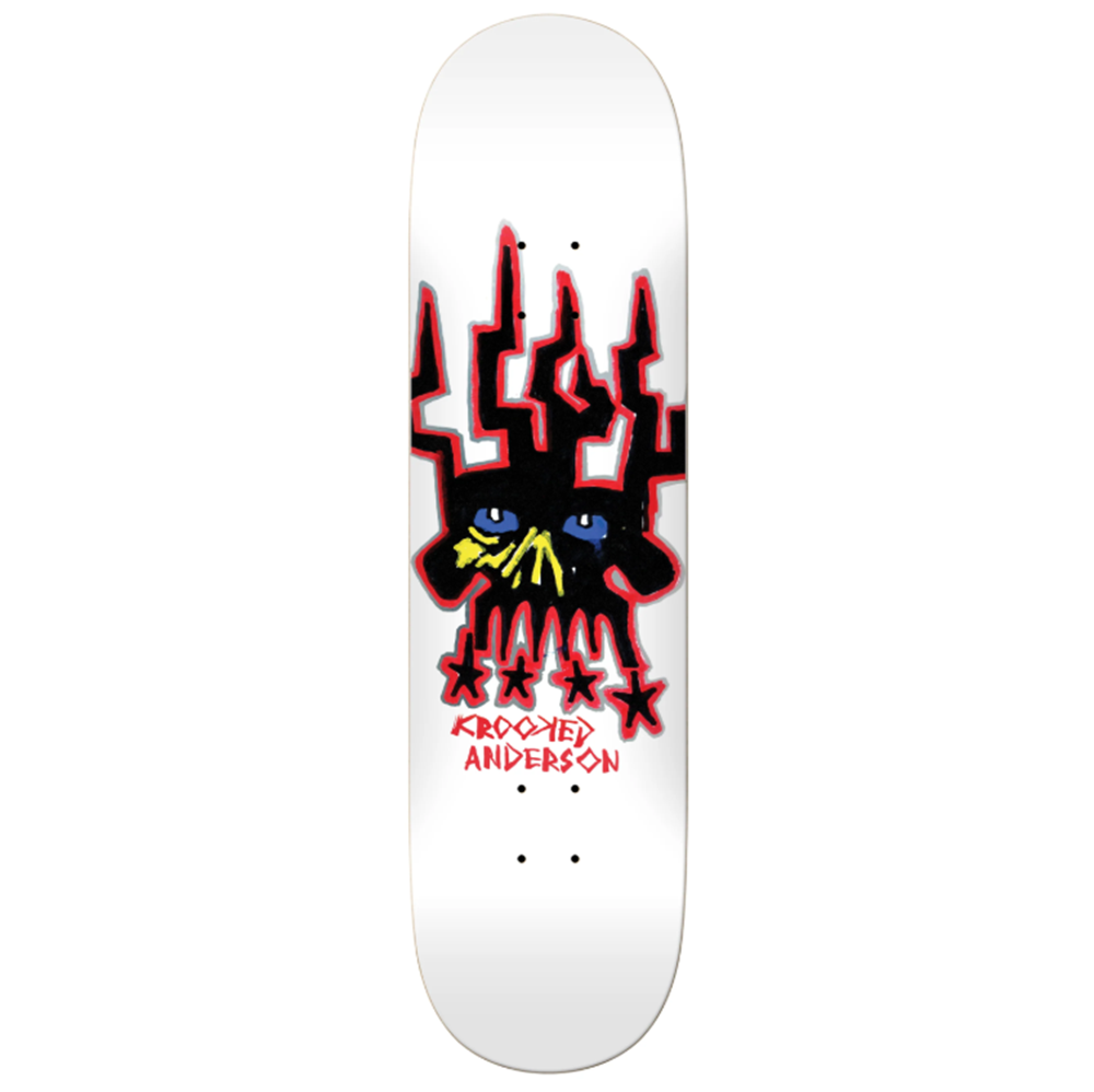 Krooked Manderson Skullking Skateboard Deck White 8.38x14.25WB