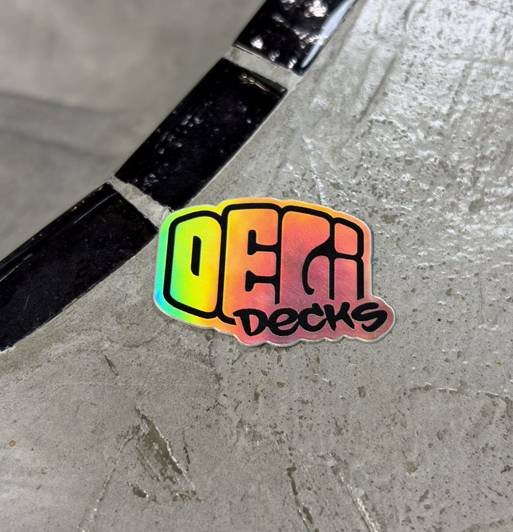Delidecks Foil Logo Sticker Silver Black 1inch (2pack)