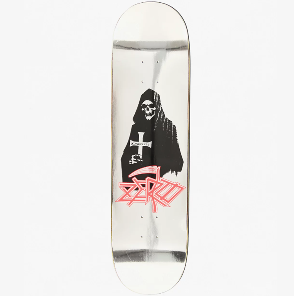Zero Pleasures Death Skateboard Deck Silver Black 8.5x14.5WB