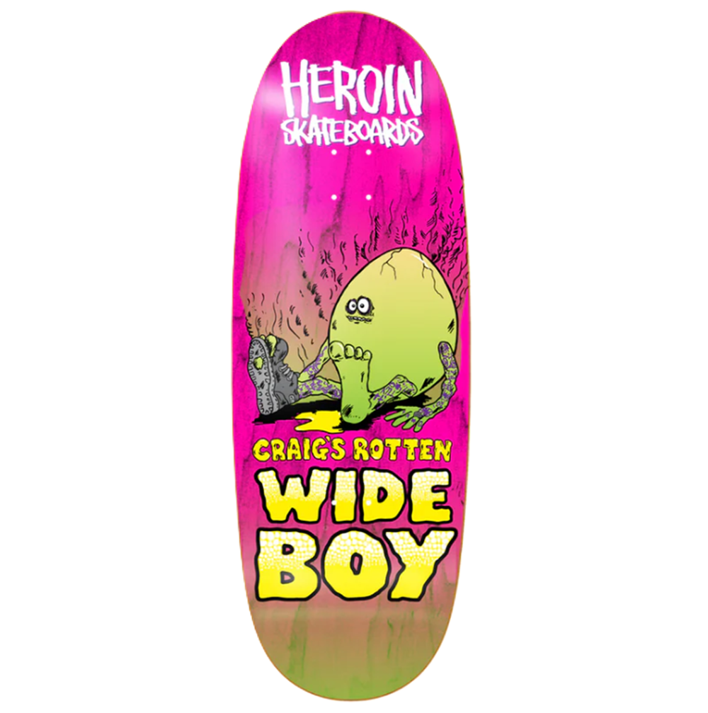 Heroin Questions Rotten Egg Skateboard Deck Purple Green 10.75x14WB