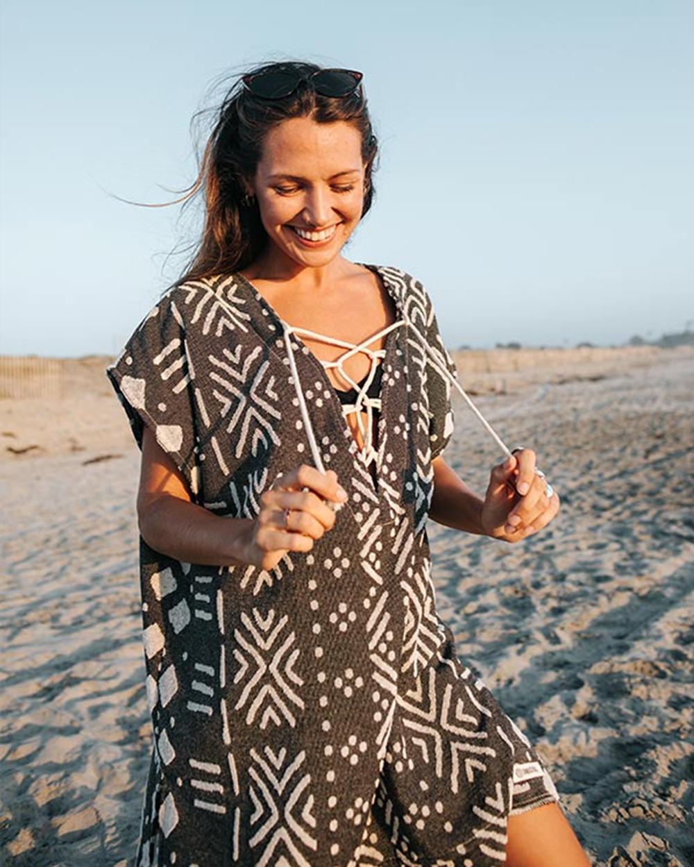 Sand Cloud Adobe Mudcloth Cover Up Black One Size