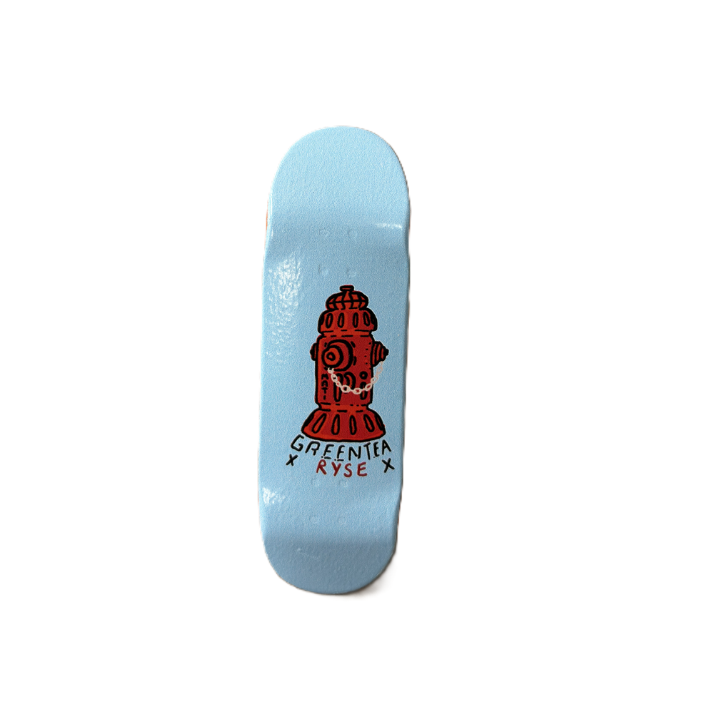 RYSE Green Tea Pro Fire Hydrant Fingerboard Deck Blue 29mm OG Midgard