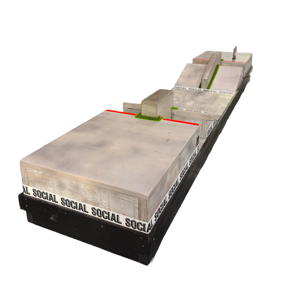 WAREHOUSE RAMPS Long Gap Fingerboard Park Black Grey 1x5