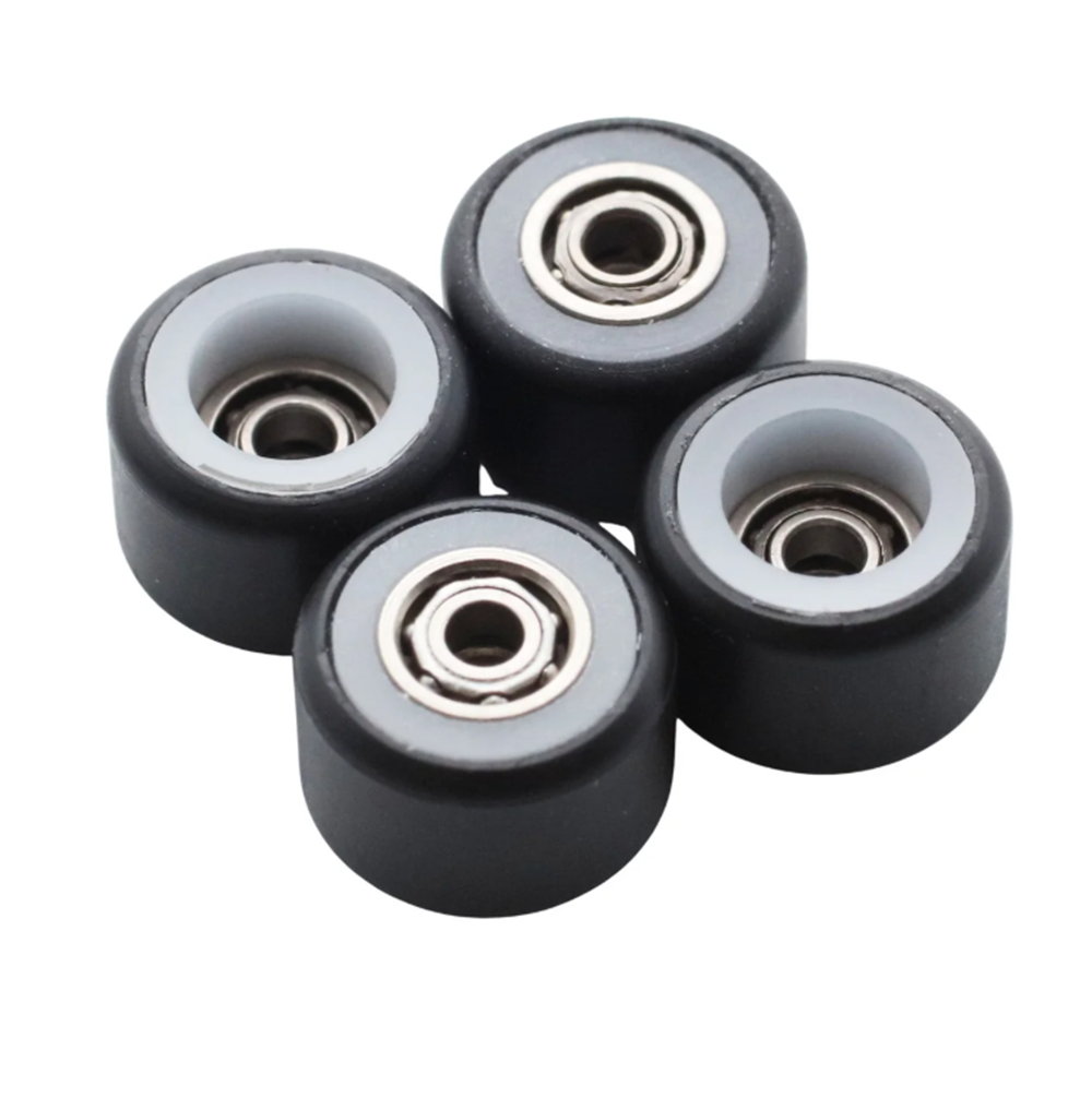 Flatface V1 Dual Bearing Fingerboard Wheels Black White (Inc 2 Bearings)
