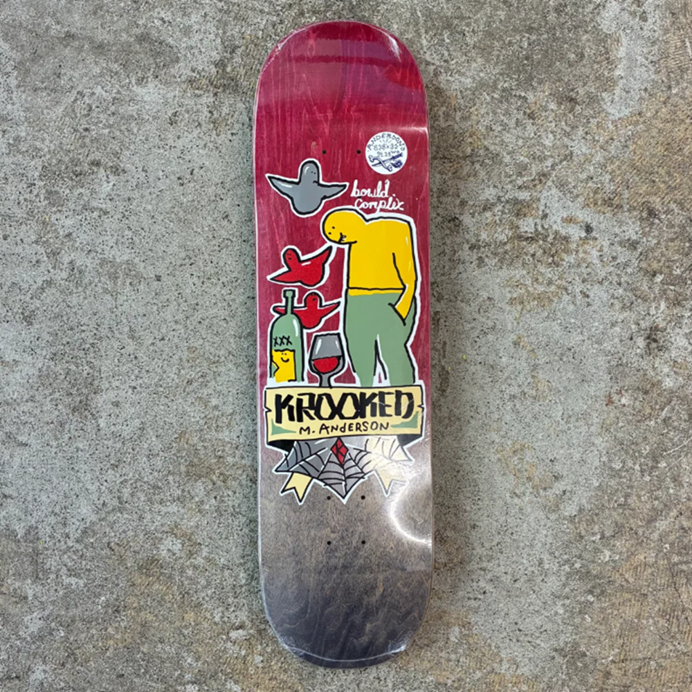 Krooked Manderson Complex Skateboard Deck Red Brown 8.38x14.25wb