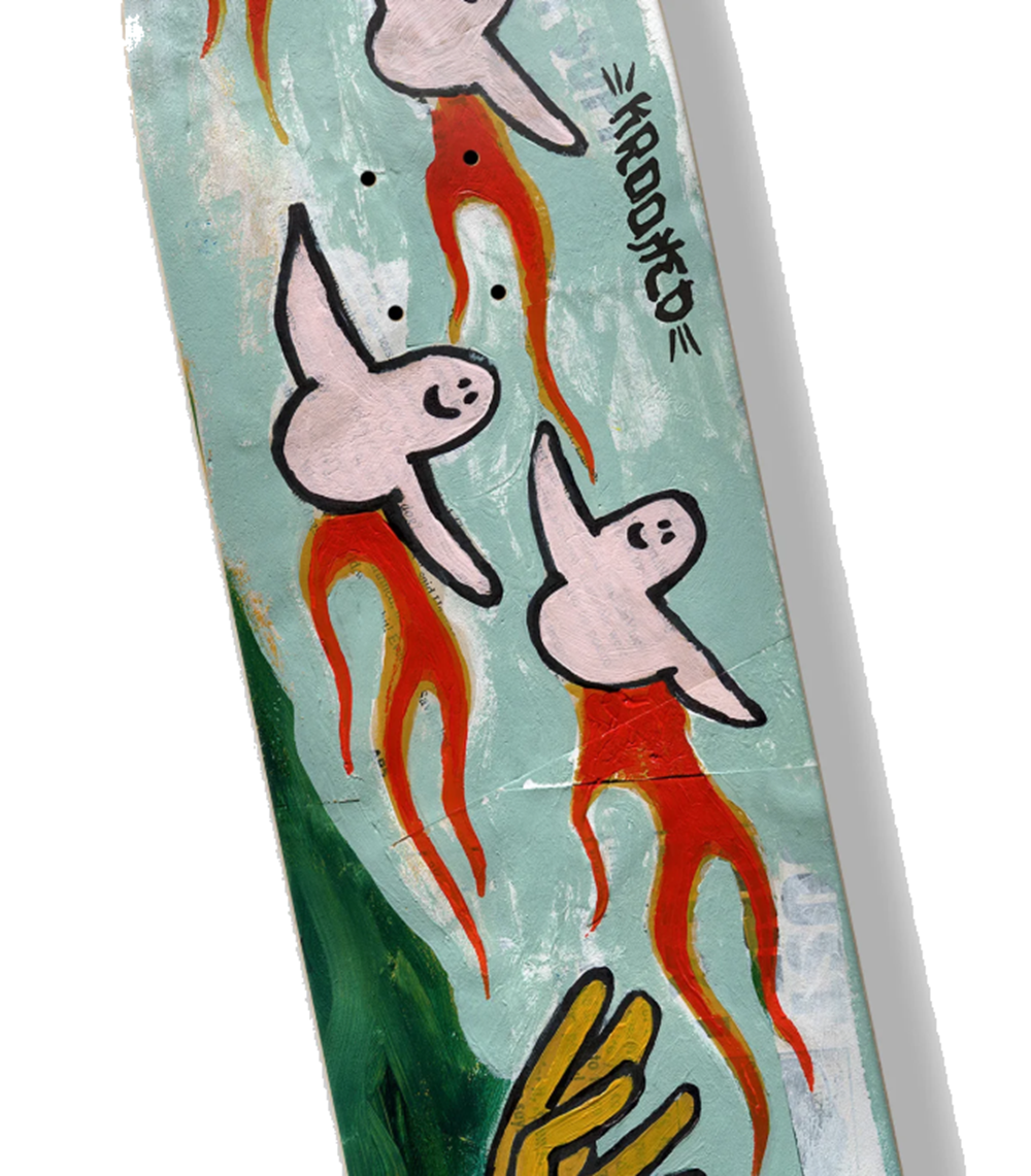 Krooked Firebirds Skateboard Deck Teal 8.12x14.25WB