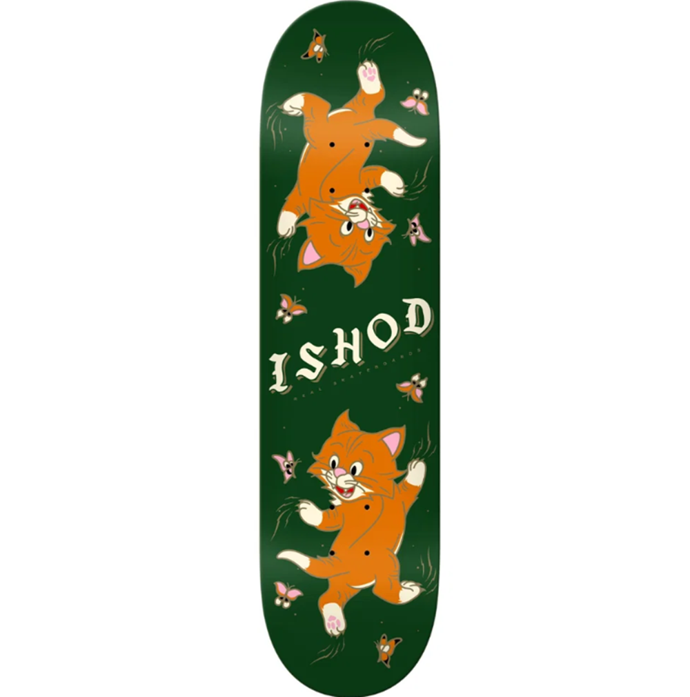 Real Ishod Kitten Slick Twin Tail Skateboard Deck Green 8.3x14.4WB