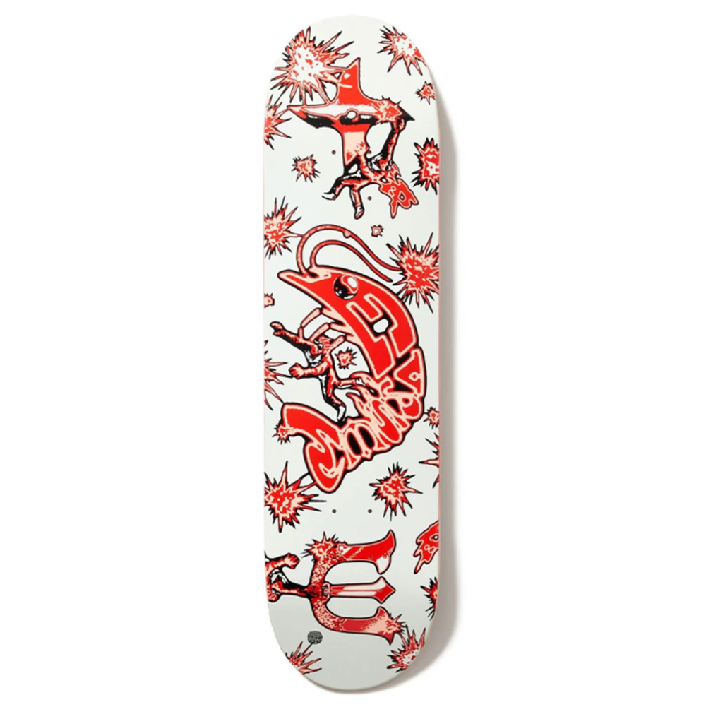 Evisen Mr Shrimp Skateboard Deck White Red 8.38x14.25WB