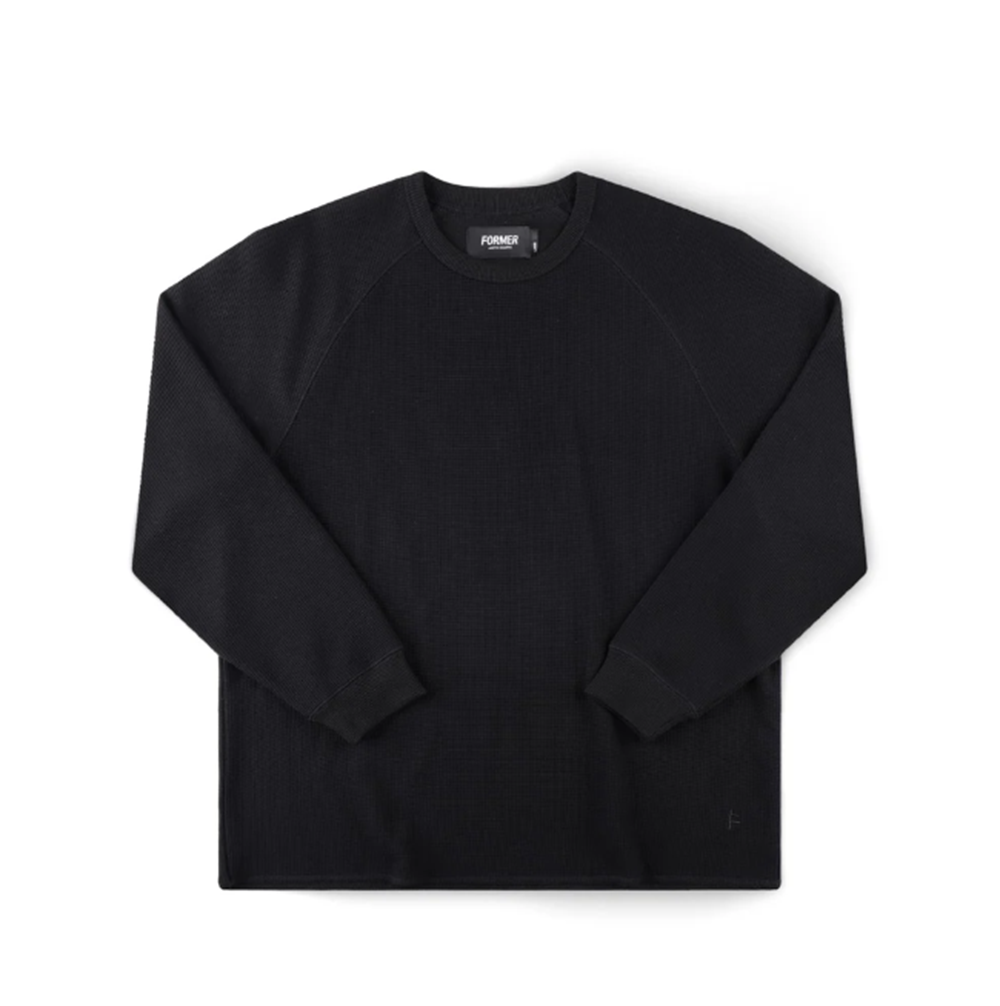 Former AG Raglan Waffle Crewneck Black Medium