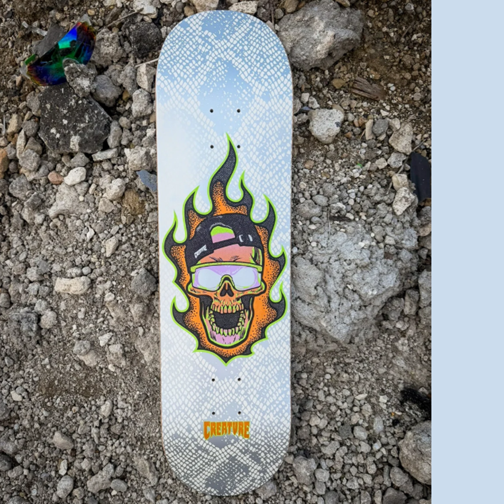 Creature Gonzalez Bonehead Pro Skateboard Deck Silver Orange 8.375x14.5WB