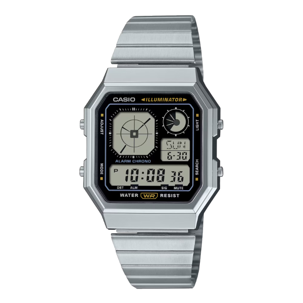 Casio A130WE-1A Watch Silver Black