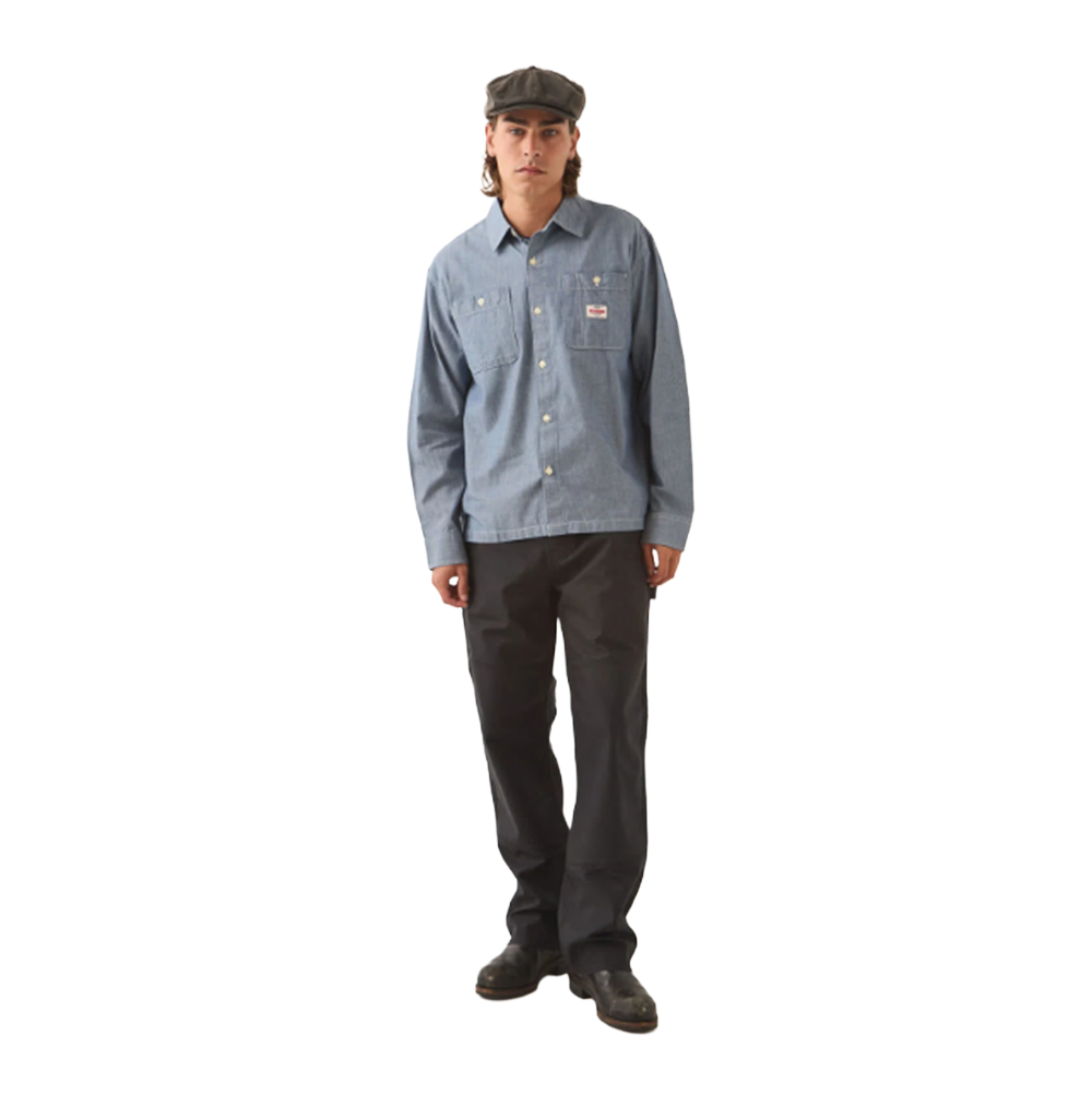 Brixton Trademark Longsleeve Shirt Blue Stripe