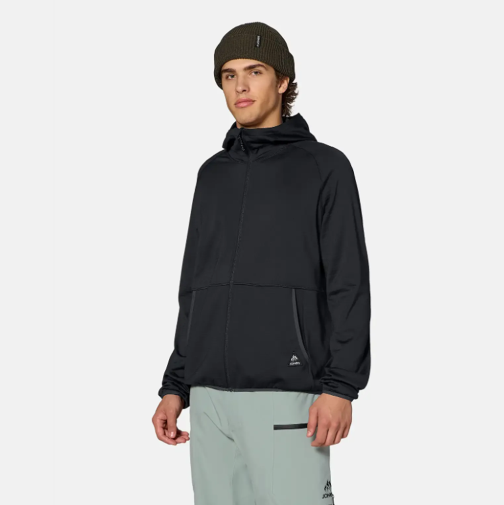 Jones Flagship Grid Fleece Hooded Jacket Mens Black